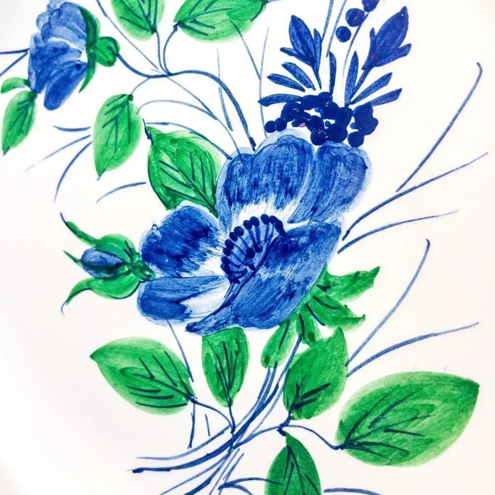 VTG Gialletti Pimpinelli Earthenware Plates Blue Floral Italy Set of 8
